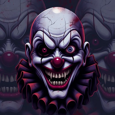 Creepy Evil Clown Face Illustration