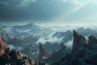 Dramatic Misty Mountain Landscape