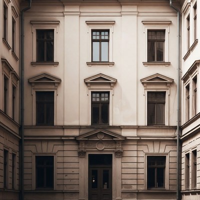 Classical European Building Courtyard Facade