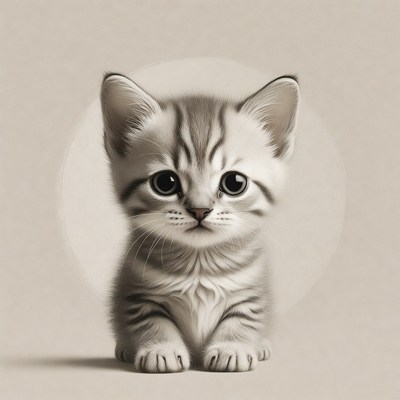 Cute tabby kitten close-up