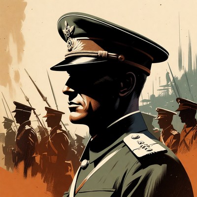 Military Officer Profile with Soldiers