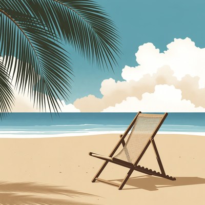 Beach Chair Under Palm Tree