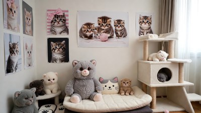 Cute Kittens and Toys in Playroom