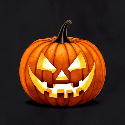 Jack-o'-lantern pumpkin on black background