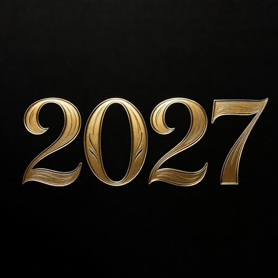 Golden 2027 on Black Background