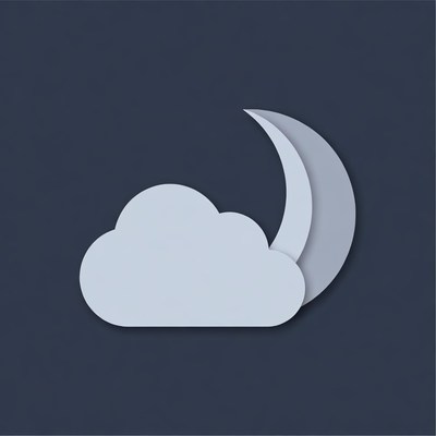 Cloud and Crescent Moon Illustration