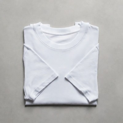 Folded White T-Shirt on Gray Background