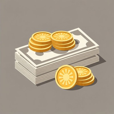 Stack of Dollars and Gold Coins