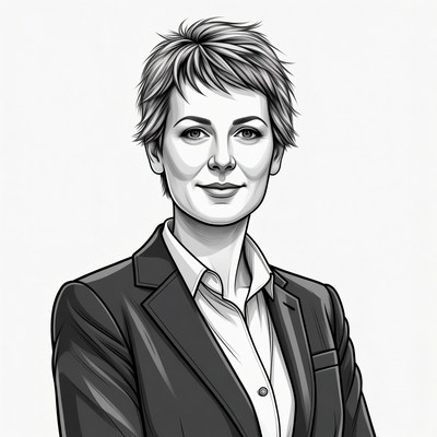 Woman in black suit portrait