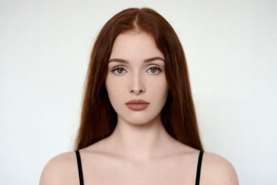 Redhead woman with green eyes