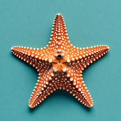 Orange Starfish on Blue Background