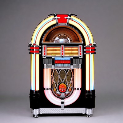 Vintage Jukebox with Neon Lights