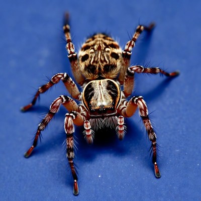 Jumping Spider on Blue Background