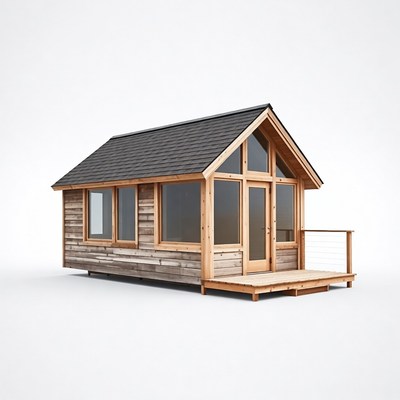 Small wooden cabin on deck