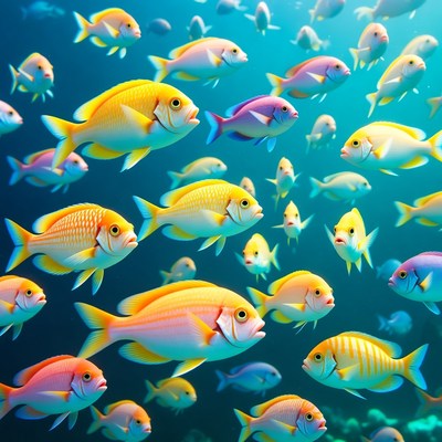 Colorful Tropical Fish School Underwater