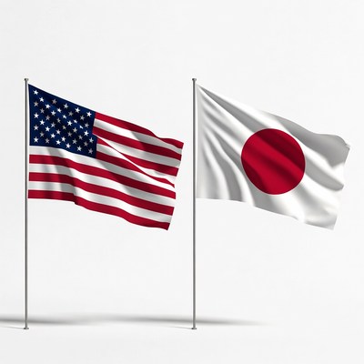 US and Japan Flags Together