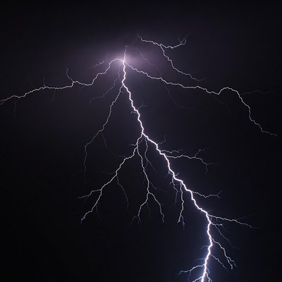 Bright Lightning Bolt in Night Sky