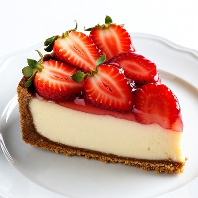 Strawberry Cheesecake Slice on Plate