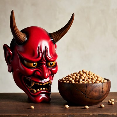 Hannya Mask with Soybeans