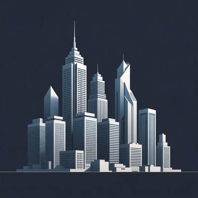 Modern Skyscrapers City Skyline Silhouette