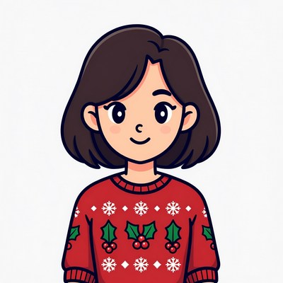 Smiling woman in Christmas sweater