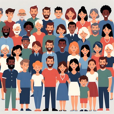 Diverse group of smiling people illustration
