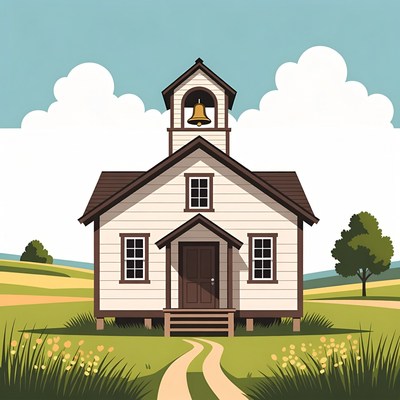 Country Schoolhouse with Bell Tower