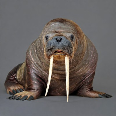 Walrus with long tusks