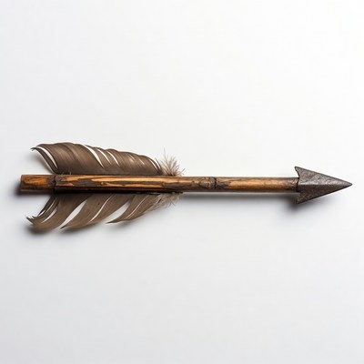 Wooden Arrow with Feathers
