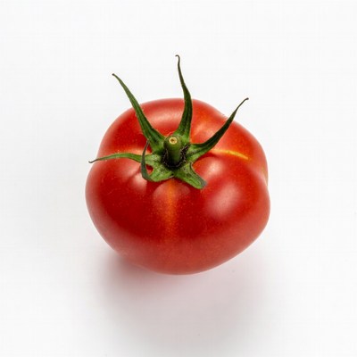 Fresh red tomato with green stem