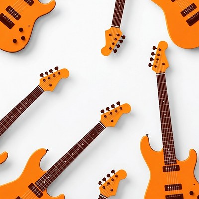 Orange Electric Guitars on White