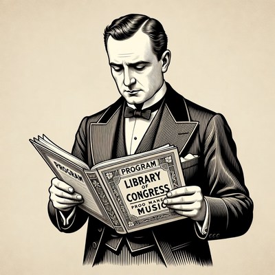 Man reading Library of Congress program