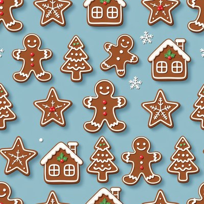Gingerbread Christmas Seamless Pattern