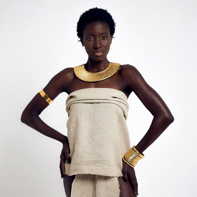 African woman in gold Egyptian jewelry