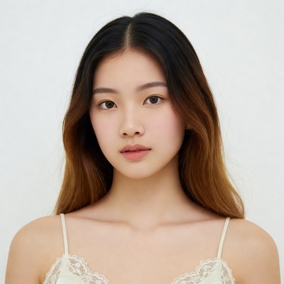 Asian woman in lace camisole