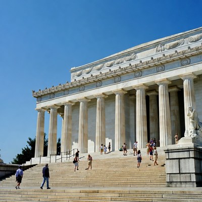 Lincoln Memorial with Tourists on Steps