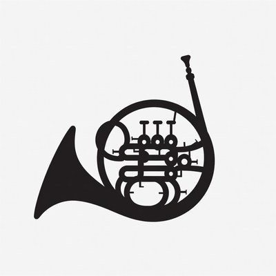 French Horn Silhouette Illustration