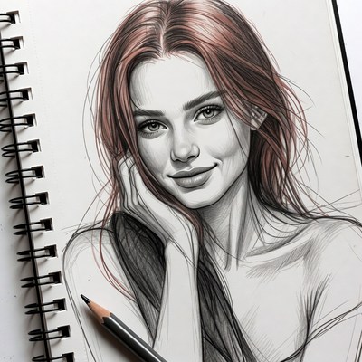 Redhead Woman Portrait Sketch