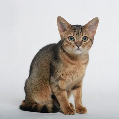 Abyssinian kitten sitting on white background