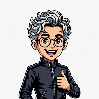 Cartoon man with silver hair giving thumbs up