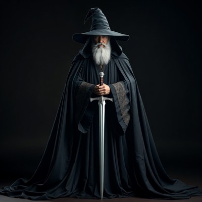 Wizard holding sword
