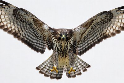 Hawk with wings spread wide