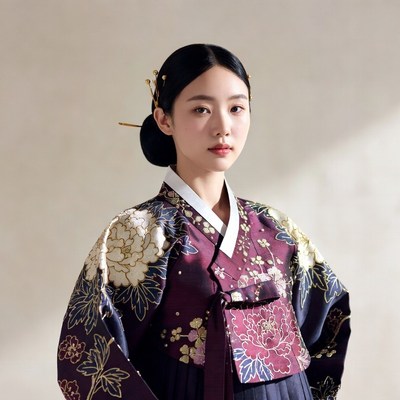 Asian woman in traditional hanbok