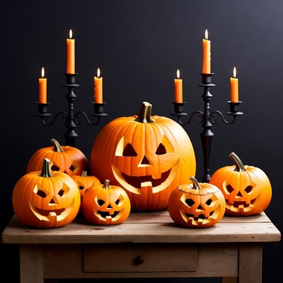 Jack-o'-lanterns with Candelabras