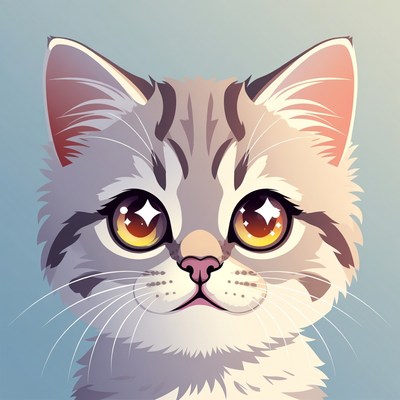 Cute gray tabby kitten illustration
