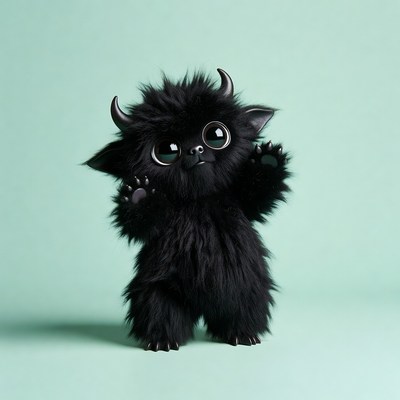 Cute black furry demon goat