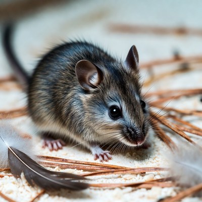 Cute mouse with feathers