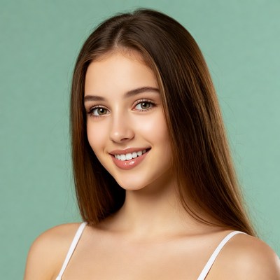 Smiling young woman with brown hair