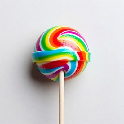 Rainbow Swirl Lollipop on White