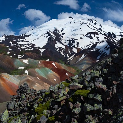Snow-capped Mountain with Colorful Valleys